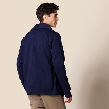 Чоловіча в'язана жилетка Amazon Essentias з флісу з капюшоном та коміром-шарфом (S, Морська синя)