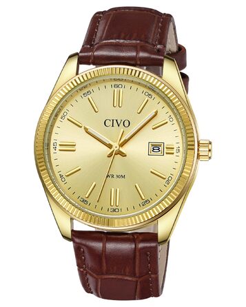 Годинник чоловічий CIVO з нержавіючої сталі: прості аналогові годинники для бізнесу з підсвічуванням дати - водонепроникні для роботи та відпочинку - стильний подарунок для чоловіків (колір: коричневий)