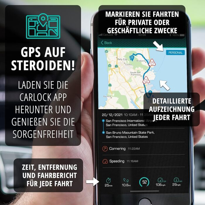 Carlock Basic GPS трекер для авто з сигналізацією, цифровий пристрій для відстеження з додатком, миттєві сповіщення про підозрілу активність
