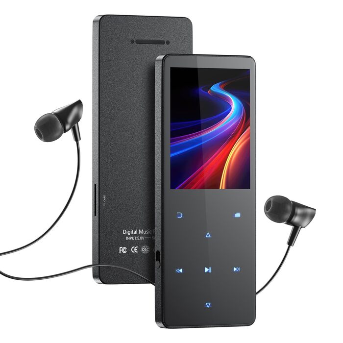 MP3 плеєр 64GB з Bluetooth 5.3, чорний: портативний музичний плеєр з динаміком, диктофоном, FM-радіо, підтримкою карт пам'яті до 128GB