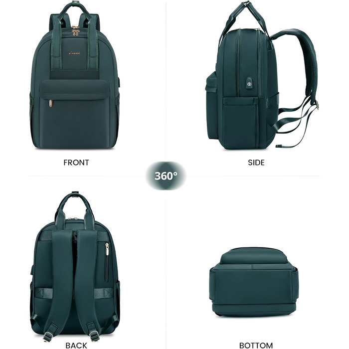 LOVEVOOK Рюкзак для жінок великий, рюкзак для школи з відділом для ноутбука, стильний рюкзак для подорожей, щоденний рюкзак ручної поклажі для університету, офісу, роботи, чорний (17.3 дюйми, темно-зелений)