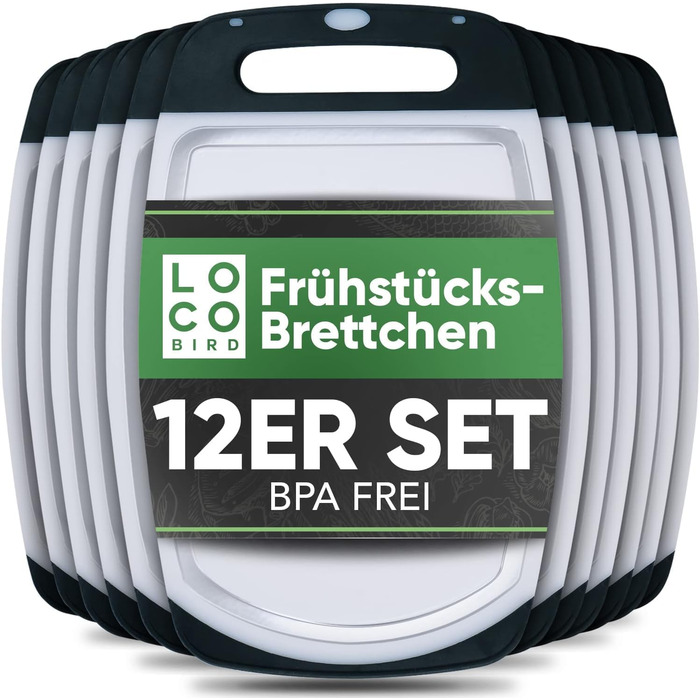 Набір дощок для сніданку Loco Bird (12 шт.) 25x16 см, пластик BPA Free, для миття в посудомийній машині, білий