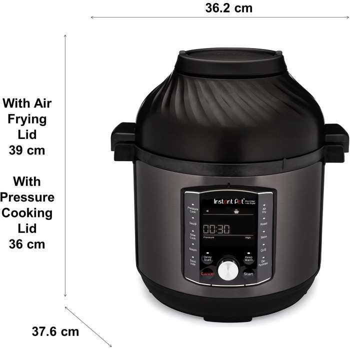 Instant Pot Pro Crisp 11-in-1 Electric Multi-Cooker – Pressure Cooker, Air Fryer, Slow Cooker, Steamer, Grill, Dehydrator, and Sous Vide Machine – Black Stainless Steel, 1500 W, 7.6 L, Black 7.6 Liter Pro Crisp + Air Fryer