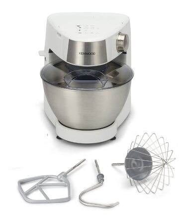 Кухонна машина Kenwood Prospero+ KHC29.A0SI, 1000 Вт, чаша зі сталі 4,3 л, з вінчиком, К-міксером, гаком для тіста та захисним екраном, біла