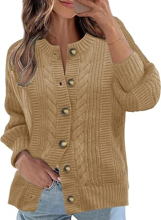 Жіночий кардиган Rapbin: короткий рукав, в'язаний, вільний крій, з ґудзиками (Хакі, XL)