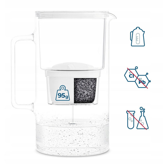 Скляний фільтр-кувшин Wessper D2 BOROSILICATE 3л, білий + фільтр