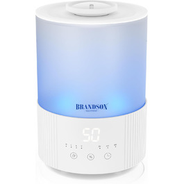 Зволожувач повітря Brandson з дисплеєм, 2.5 л, 3 режими, регулювання вологості, тихий, LED-підсвітка, таймер, режим сну, для вітальні та спальні