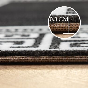 Килим для вітальні, спальні, їдальні, коридору, кухні. Сучасний килим з малюнком у клітинку, м'який, з коротким ворсом, легкий у догляді. Чорний, 140 x 200 см