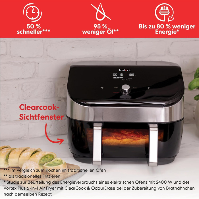 Аерофритюрниця Instant VersaZone XXL 8.5л з двома камерами - Цифрова, нержавіюча сталь, 8 програм: смаження, випікання, гриль, сушка, підігрів