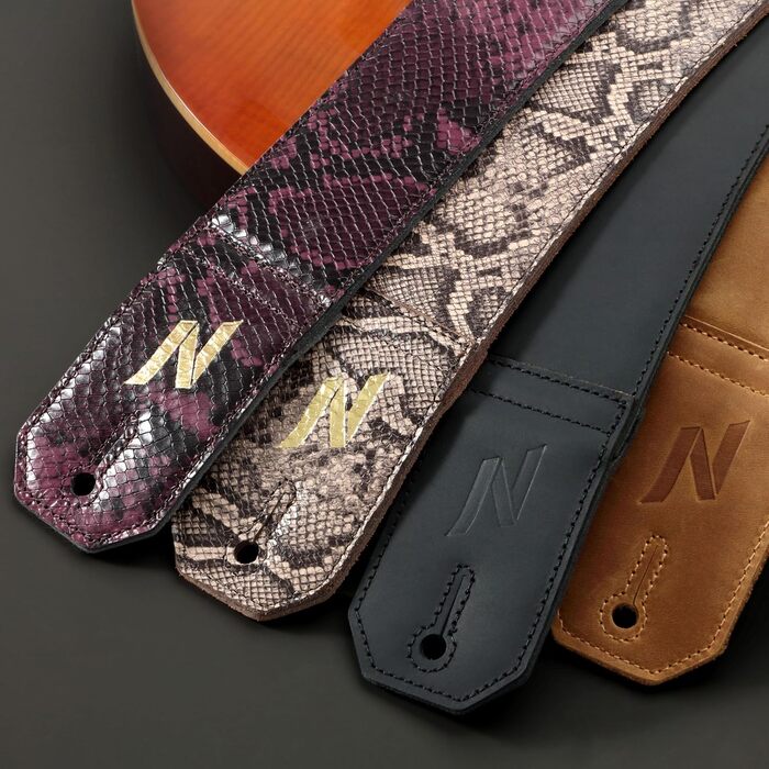 Шкіряний ремінь для гітари Nefelibata 2.3' з повним зерном, м'яка підкладка, для бас-гітари, електрогітари та акустичної гітари (Sahara Yellow Embossed)