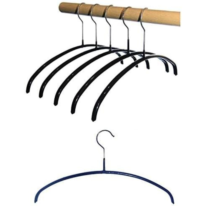 Hagspiel 10-Piece Metal Clothes Hangers, Non-Slip Coated, Black for Children, Teens, Length 36 cm