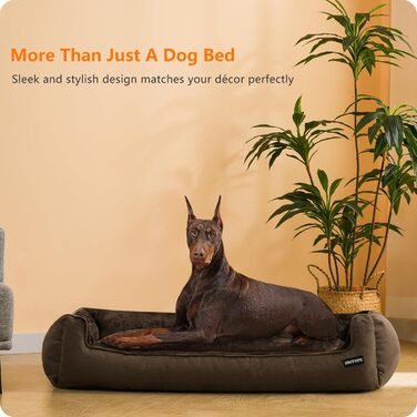 HMTOPE Dog Bed, Dog Sofa, Dog Cushion, Dog Basket, Removable and Washable, 110 x 86 x 26 cm (L 120 x W 90 x H 30 cm, Brown)