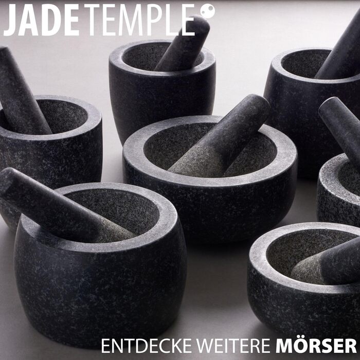 Ступка з пестиком JADE TEMPLE з натурального граніту, 12х12 см, для подрібнення спецій та трав