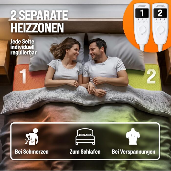 Електрична ковдра Monzana® з таймером, 160x140 см, Coral Fleece, 2x60W, захист від перегріву, пральна, бежева