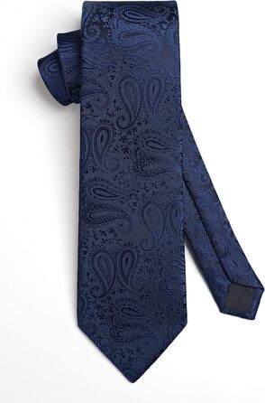 Краватка для чоловіків HISDERN з нагрудником у паєтному стилі, класичний комплект краваток та хустинки (Темно-синій)