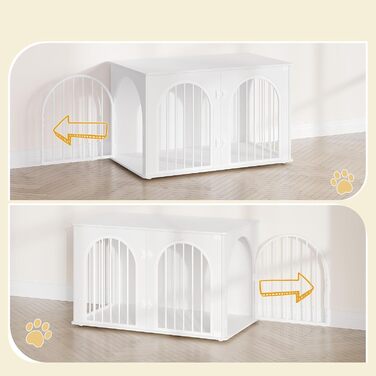 Клітка для собак Hzuaneri, 100 см, 3 двері, сучасний дизайн, для дому, висока міцність, 100 x 60 x 63 см, DFC84101B (білий)