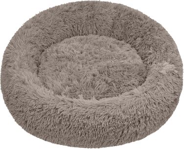 М'яке ліжко для собак та котів великих порід - кругле пухнасте ліжко з високими бортиками - антиковзаюче дно - силіконова наповнювач - комфортне місце для сну - 90 см - зручне та довговічне - бежеве