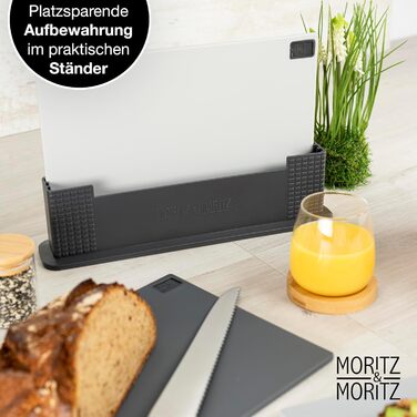 Moritz & Moritz 3x Cutting Board Set - 32 x 22 cm - In a Practical Stand – Large Kitchen Board – Dishwasher-Safe and Hygienic