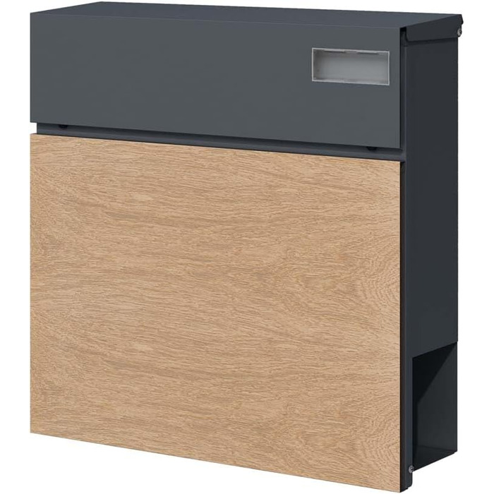 Поштовий ящик настінний SCHARTEC SPB-6 дерев'яний світло-сірий та антрацит з газетницею, сучасний, великий