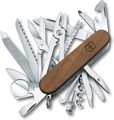 Нож Victorinox Swiss Champ Wood (29 функцій) з деревом, з пилкою та ножицями