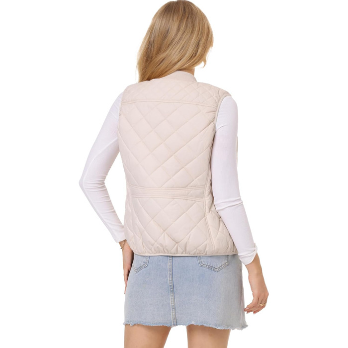 Жіноча степкова жилетка Fuinoth з рифленим коміром, натуральний блискавка, стьобана жилетка (M, Бежевий)