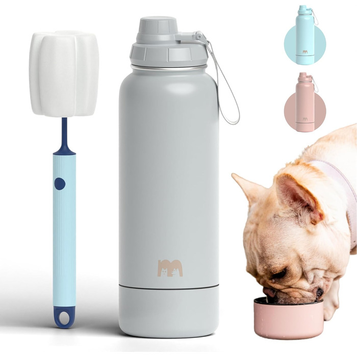 Фляга для собак Miracle Pets: 1 л, нержавіюча сталь, BPA-free, з мийкою, для подорожей