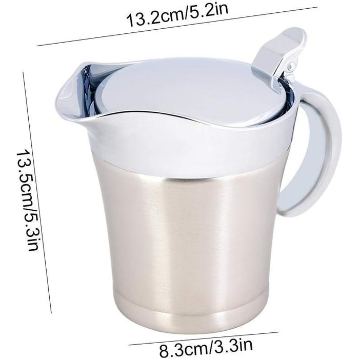 304 Brushed Stainless Steel Saucepan, Thermally Insulated Double-Walled Sauce Jug Pot for Gravy or Cream at Thanksgiving for Restaurant. (450 ml / 750 ml) (450 ml)
