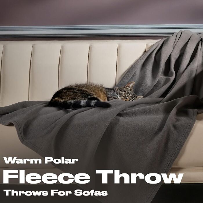 Плед DREAMSCENE з флісу, теплий плед на ліжко/диван, 200x240 см, антрацитовий колір