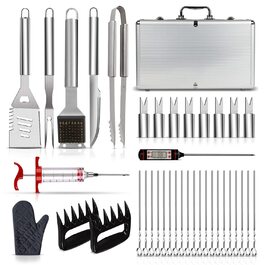 Набір аксесуарів для гриля Kyto BBQ 39 предметів з кейсом: гриль-набір, посуд для барбекю, аксесуари для гриля та мангала, для дачі, кемпінгу, подарунок для чоловіка