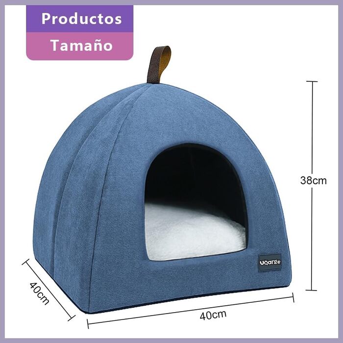 Квіткове ліжко для котів, м'яке, тепле, плюшеве, знімним подушкою (Блакитний M)