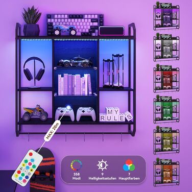 Стильне металеве вітрина для вина з LED-підсвічуванням на стіну, 3 яруси, чорний колір, для бару, кухні, вітальні, ресторану, 20x80 см