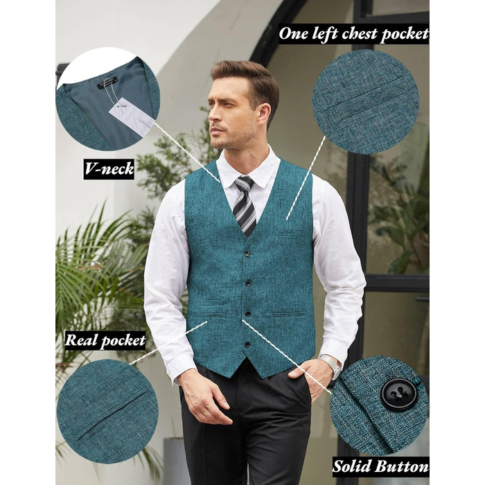 COOFANDY Чоловічий костюм-двійка, легкий, приталений, чорний (S, блакитний - перолинний блакитний)