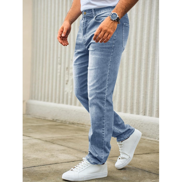Чоловічі джинси Runcati Regular Fit: світло-блакитні стрейч денім, базові повсякденні штани (S)