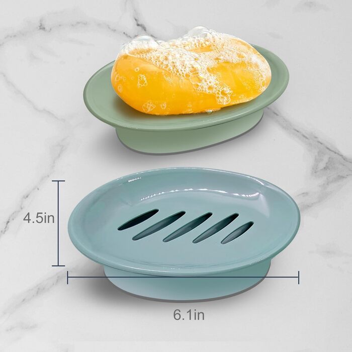 Набір з 3 мисок для мила з піддоном, мильниця, легке очищення, запобігає розмоканню мила для душу, ванної кімнати, кухні, білий, синій, зелений