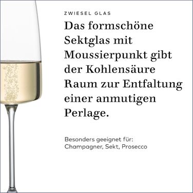 Zwiesel Glas Sparkling Wine Glass Light & Fresh Vivid Senses (Set of 2), delicate sparkling wine glasses, dishwasher-safe Tritan crystal glasses, Made in Germany (Art. No. 122430)