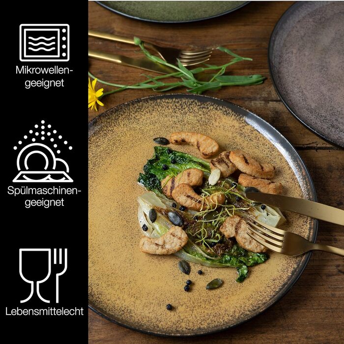 Набір посуду Moritz & Moritz VIDA на 12 осіб (36 предметів) - сучасний сервіз з порцеляни, стійкий до подряпин, для мікрохвильової печі та посудомийної машини, обідній сервіз, тарілки (6 шт.)