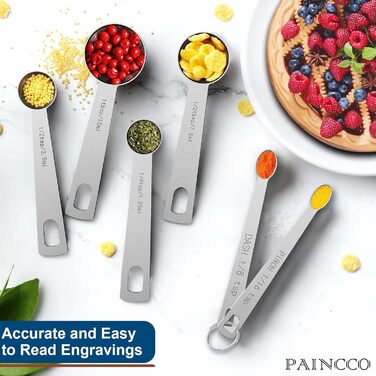 Paincco Measuring Cups & Spoons Set, 21 Pieces, including 7 stackable and nestable measuring cups, 9 measuring spoons & 5 mini measuring spoons, for dry and liquid ingredients