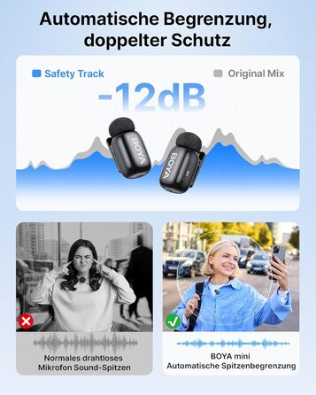 BOYA MINI 2 - Бездротовий мікрофон-лавал'єр для iPhone, Android, Vlogging, YouTube, Streaming. Чорний (2TX+1RX, Type-C)