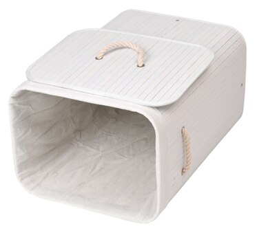 Кошик для білизни та одягу з кришкою, 80 л, 1 секція, білий