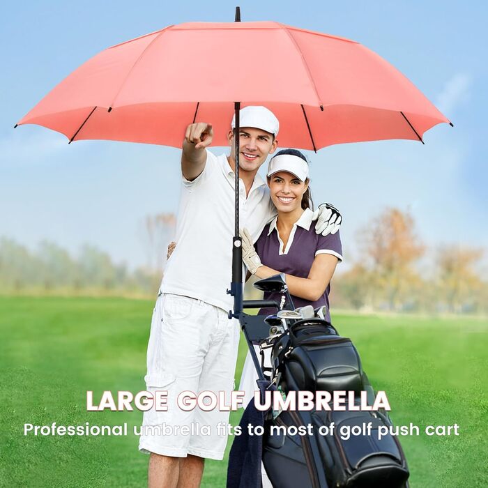 NINEMAX Парасолька велика, стійка до вітру, автоматична, для чоловіків та жінок, L/XL/XXL, подвійний купол, вентильована (Рожева, XXL / 172 см)