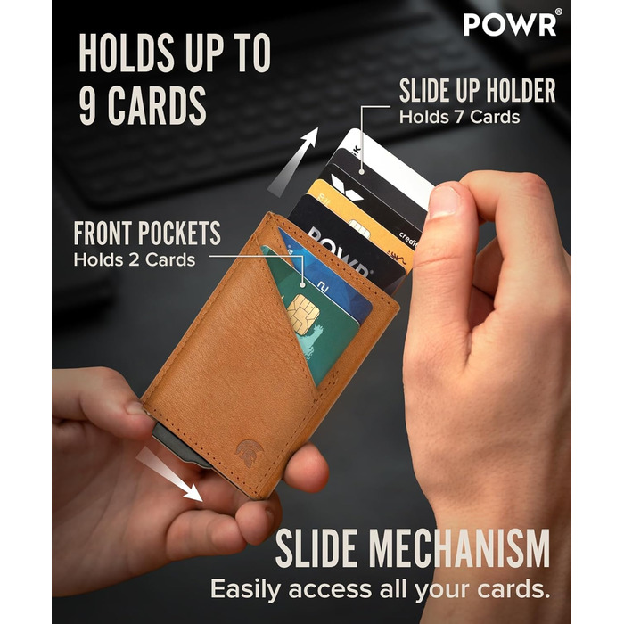 Чоловічий металевий картхолдер POWR Wallet з відділенням для монет. Мінімалістичний картхолдер для чоловіків (колір: коричневий)