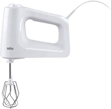 Міксер ручний Braun MultiMix 3 HM 3000, 450 Вт, білий, 5 швидкостей + Turbo, з вінчиком та гаком для тіста