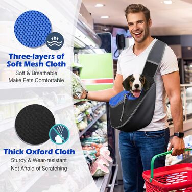 Сумка-переноска для собак Pawaboo з кишенею для дотику, регульована сумка для собак, переноска для тварин для прогулянок на відкритому повітрі, чорна (Індиго, M)