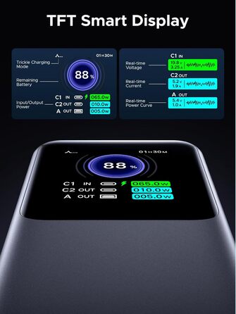 Power Bank UGREEN Nexode 25000mAh 200W з 3 портами, цифровим дисплеєм, USB-C PD 3.1, сумісний з iPhone, Galaxy, MacBook, Dell