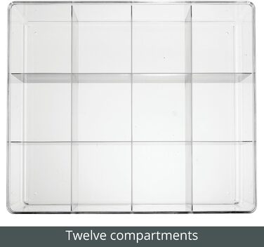 mDesign 2-piece storage box set with 12 compartments – practical closet box for the bedroom – ideal organizer for clothing and accessories made of BPA-free plastic – transparent