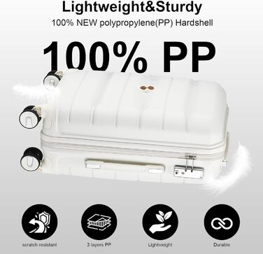 Валіза-тележка Sea Choice з жорстким корпусом, розширювана, ручна поклажа, 55 см, білий колір, з TSA замком та 360° колесами