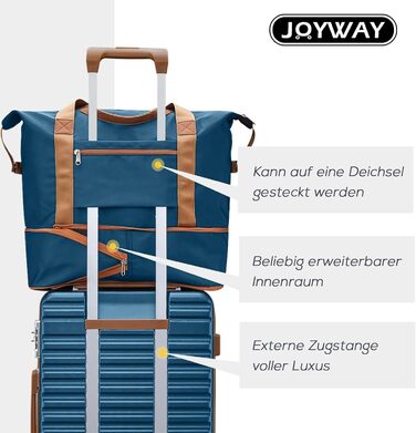 Набір валіз Joyway з ABS-пластику (4 колеса, TSA-замок) з місткою сумкою та культурою. Великий синій кофр