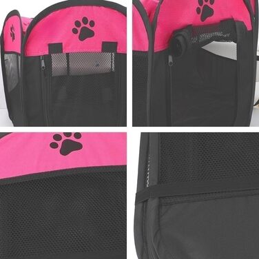 Клітка-забігайлище для цуценят та собак, складана, 73x73x43 см (рожевий+чорний)