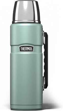 Термос King Thermos з нержавіючої сталі, сірий (качиний синій), 1.2 л, з ручкою та стаканом