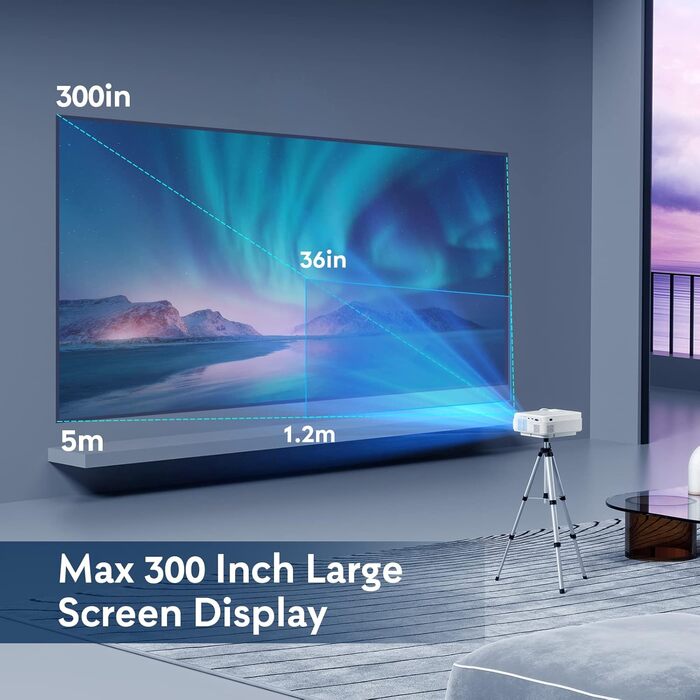 Beamer YEZMEK 5G WiFi Bluetooth: Міні проєктор LED 1080P Full HD з підтримкою 4K, HDMI, USB, TF для дому та кіно